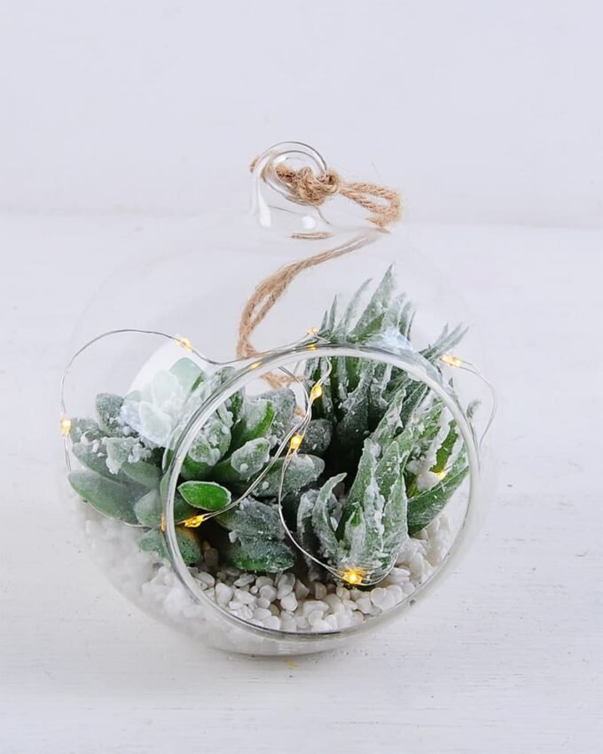 Artificial succulent 12*12*13CM Succulent plants in glass pot GS-51719037
