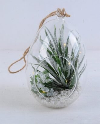 Artificial succulent 12*12*19CM Succulent plants in glass pot GS-51719038