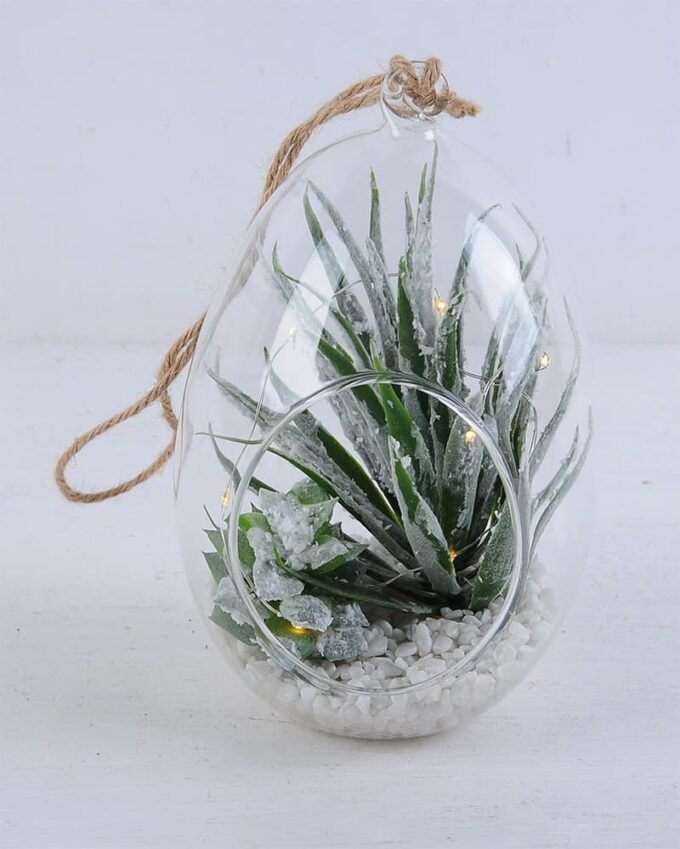 Artificial succulent 12*12*19CM Succulent plants in glass pot GS-51719038