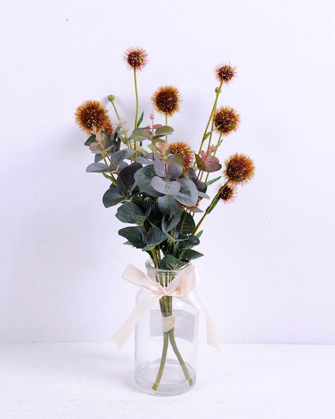 Artificial Flower 25*23*42CM Eucalyptus&Ball in glass pot with fake water GS-06920014