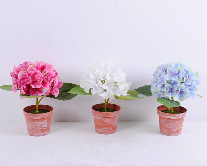 Artificial Flower 30*28*27CM Hydrange in plastic pot GS-15420014-W1