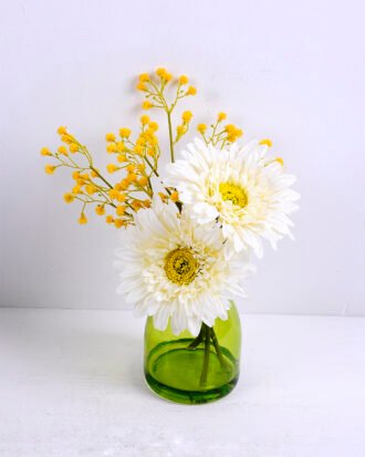 Artificial Flower 21*23*25CM Mum in glass pot with fake water GS-06920017