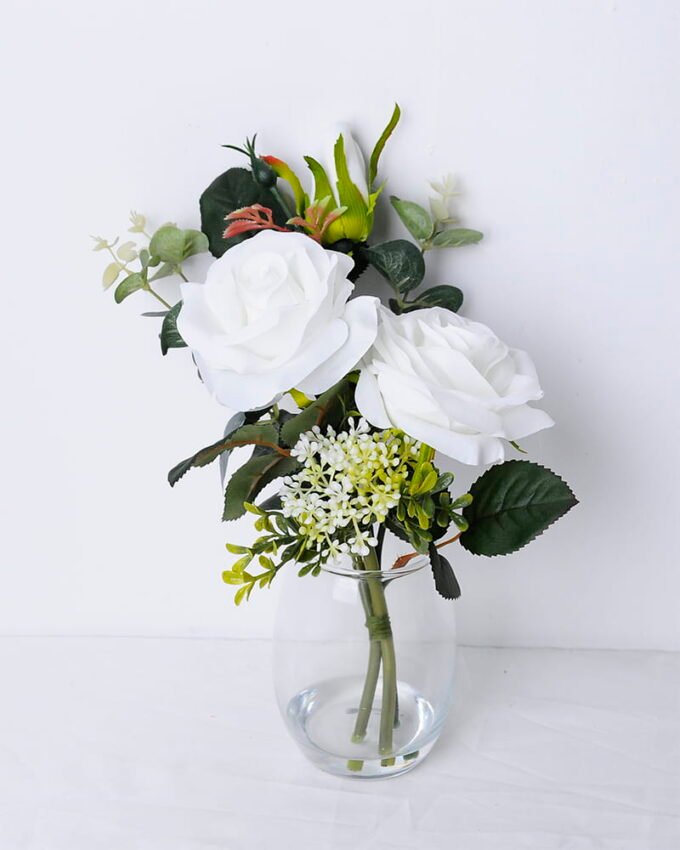 Artificial Flower 23*16*27CM Rose In Glassware GS-06920002