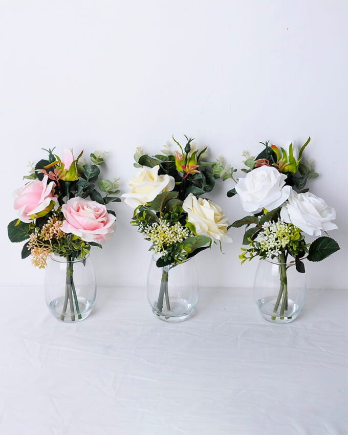 Artificial Flower 23*16*27CM Rose In Glassware GS-06920002