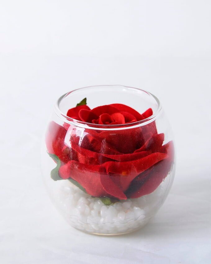 Artificial Flower 8*7.5CM Rose In Glassware GS-06920006