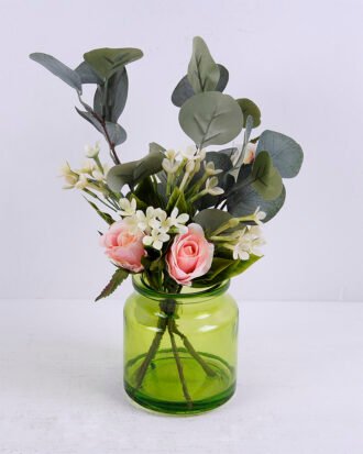 Artificial Flower 21*21*31CM Rose in glass pot with fake water GS-06920018