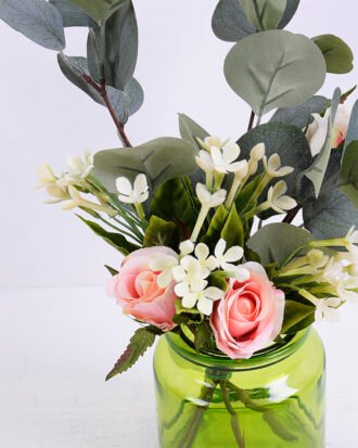 Artificial Flower 21*21*31CM Rose in glass pot with fake water GS-06920018