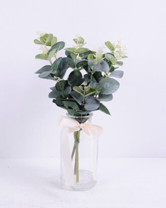 Artificial Plant 20*20*32CM Eucalyptus in glass pot with fake water GS-06920015