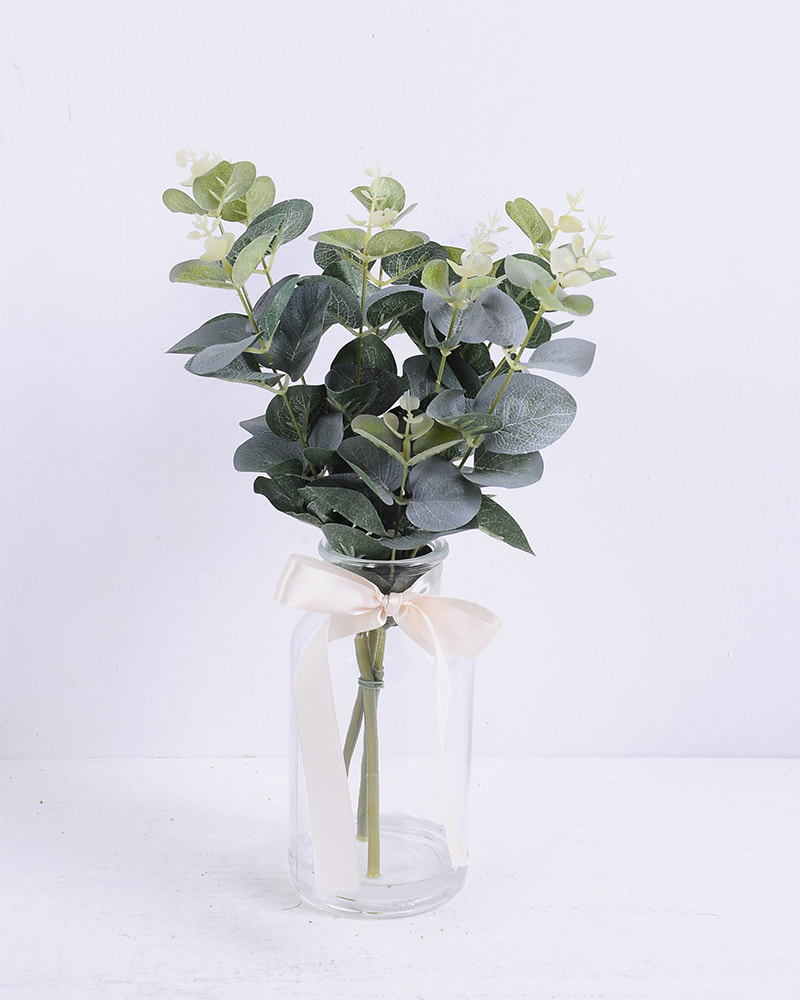 Artificial Plant 20*20*32CM Eucalyptus in glass pot with fake water  GS-06920015 - Silk Flowers Factory, Artificial Trees Plants  Manufacturer, Wholesaler