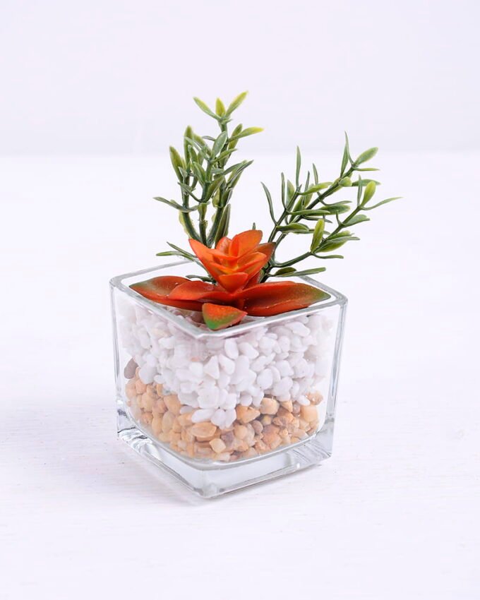 Artificial succulent 7*5*10.5cm succulent plants in glass pot GS-51720038