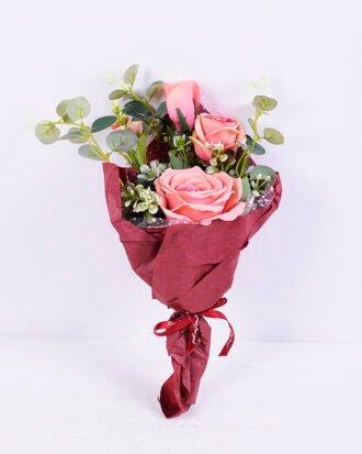 Artificial Flower 25*40CM Rose?with?paper?wrapped GS-59220013-P3 Bouquet YeahFlower is one of Chinese leading OEM manufacturers and exporters , supplying the silk flowers, wholesale artificial trees Artificial Flower 25*40CM Rose?with?paper?wrapped GS-59220013-P3
