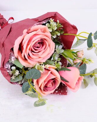 Artificial Flower 25*40CM Rose?with?paper?wrapped GS-59220013-P3 Bouquet YeahFlower is one of Chinese leading OEM manufacturers and exporters , supplying the silk flowers, wholesale artificial trees Artificial Flower 25*40CM Rose?with?paper?wrapped GS-59220013-P3