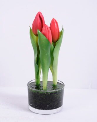 Artificial Flower 7*20CM Tulip*3 in glass pot GS-24520001-R1 Potted Flowers&Plants YeahFlower is one of Chinese leading OEM manufacturers and exporters , supplying the silk flowers, wholesale artificial trees Artificial Flower 7*20CM Tulip*3 in glass pot GS-24520001-R1