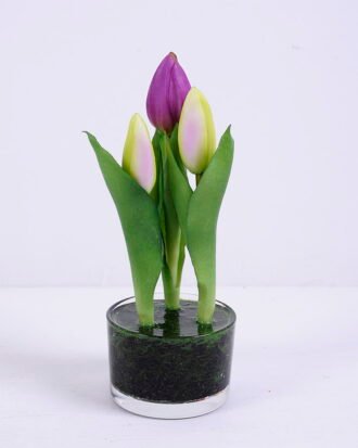 Artificial Flower 7*20CM Tulip*3 in glass pot GS-24520001-Z1 Potted Flowers&Plants YeahFlower is one of Chinese leading OEM manufacturers and exporters , supplying the silk flowers, wholesale artificial trees Artificial Flower 7*20CM Tulip*3 in glass pot GS-24520001-Z1