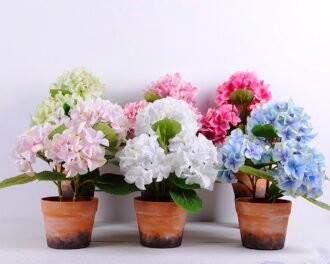 Artificial Flower 33*35*40CM Hydrange*3 in Terra-cotta effect plastic pot GS-15420021-B1