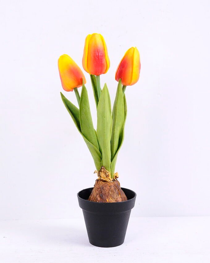 Artificial Flower 10*10*21.5cm PU Tulip in plastic pot GS-03320028