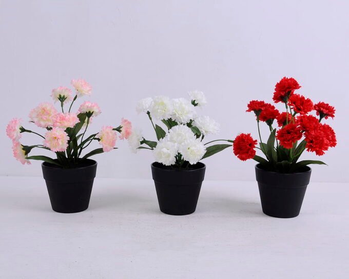 Artificial Flower 18*18*23cm Carnation in plastic pot GS-03320065