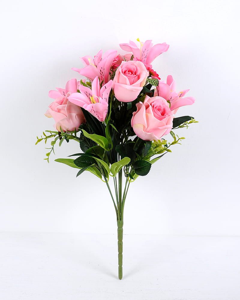 Artificial Flower 27*49CM Lily&Rose Bush*12 GS-05520064-P2