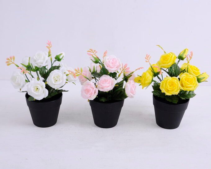 Artificial Flower 20*20*22cm Rose in Plastic pot GS-03320067
