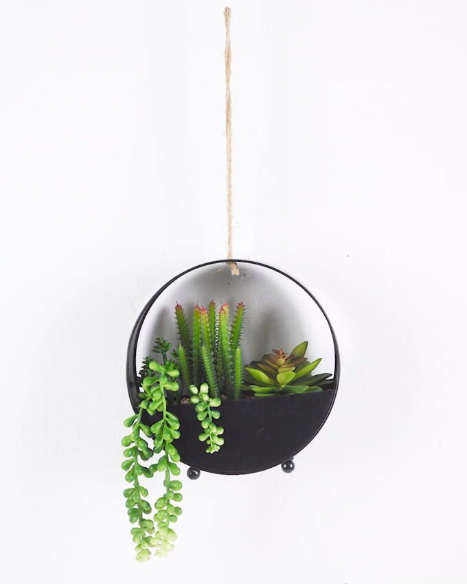 Artificial succulent 19*10*25cm Succulent plants in metal pot GS-51720176