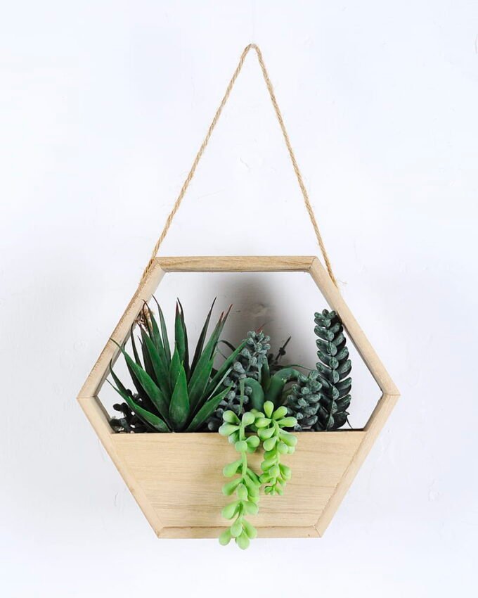 Artificial succulent 21.5*14*19cm succulent plants in Wood pot GS-51720189