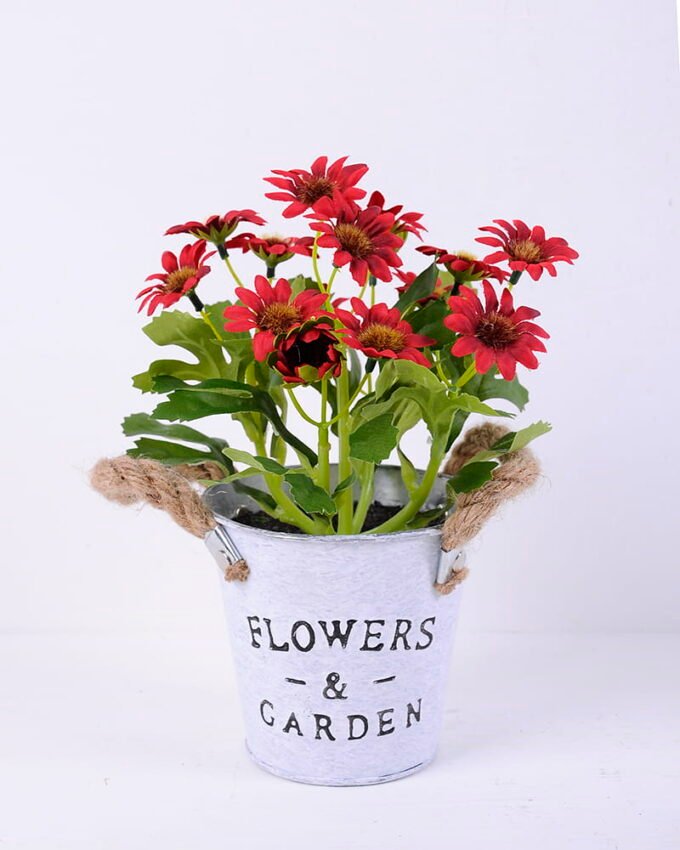 Artificial Flower 16*16*24CM Daisy in tin pot GS-05520076R-R1