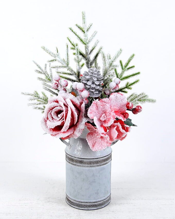 Artificial Flower 26*22*41cm Rose Hydrangea in Metal pot GS-03320121-R1