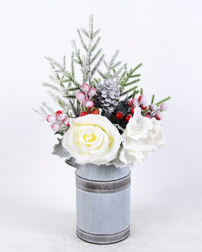 Artificial Flower 26*22*41cm Rose Hydrangea in Metal pot GS-03320121-W1