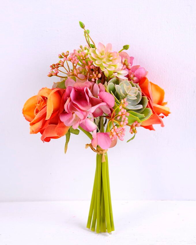 Artificial Flower 15*15*25CM Rose&Succulent Bouquet GS-61020010-O1