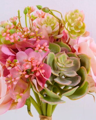 Artificial Flower 15*15*25CM Rose&Succulent Bouquet GS-61020010-P1 Bouquet YeahFlower is one of Chinese leading OEM manufacturers and exporters , supplying the silk flowers, wholesale artificial trees Artificial Flower 15*15*25CM Rose&Succulent Bouquet GS-61020010-P1
