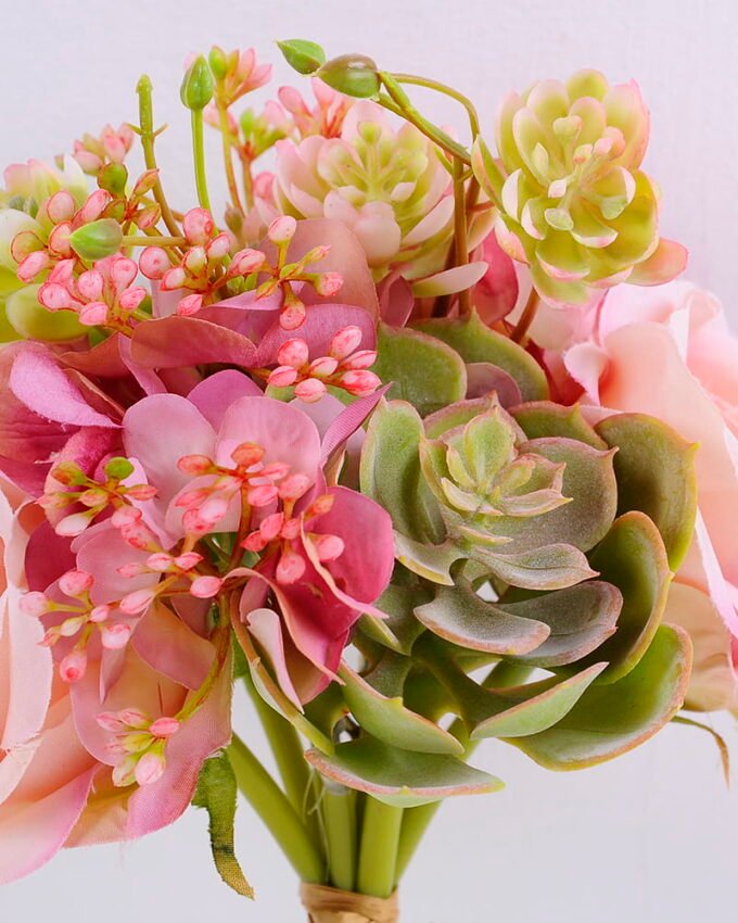 Artificial Flower 15 15 25CM Rose Succulent Bouquet GS-61020010-P1_6 Artificial Flower 15*15*25CM Rose&Succulent Bouquet GS-61020010-P1