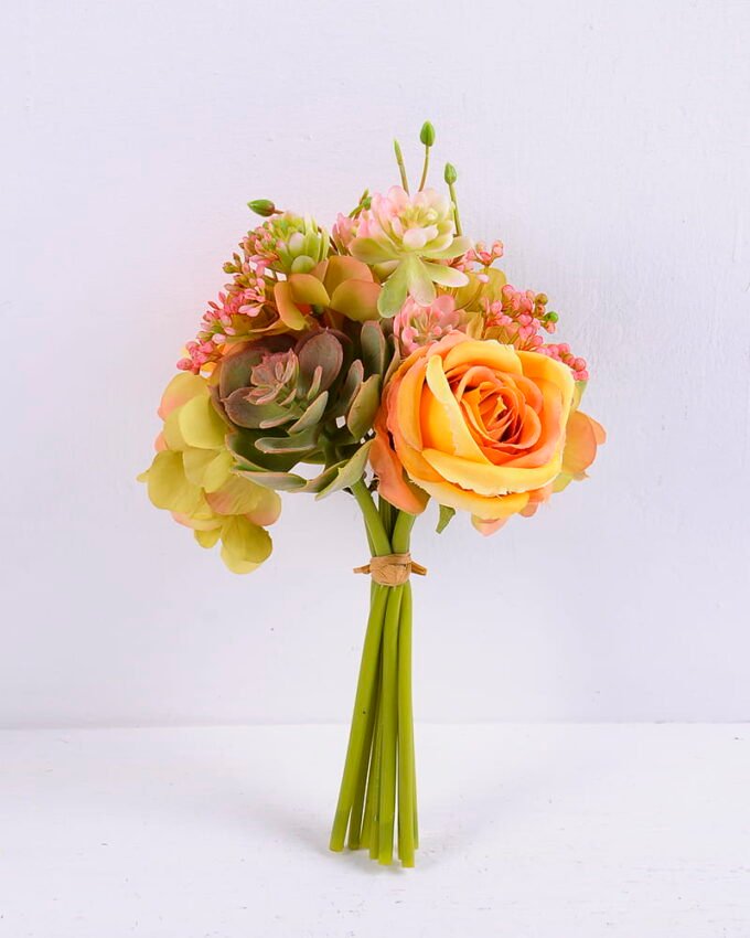 Artificial Flower 15*15*25CM Rose&Succulent Bouquet GS-61020010-Y1