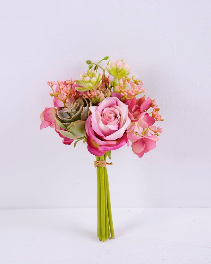 Artificial Flower 15 15 25CM Rose Succulent Bouquet GS-61020010-Z1_2 Artificial Flower 15*15*25CM Rose&Succulent Bouquet GS-61020010-Z1