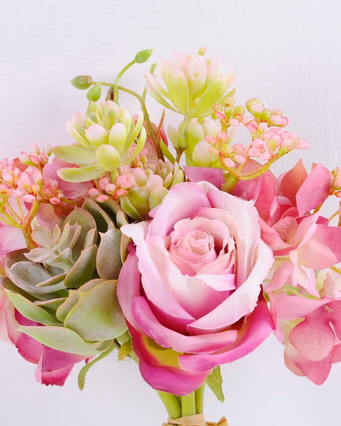 Artificial Flower 15 15 25CM Rose Succulent Bouquet GS-61020010-Z1_6 Artificial Flower 15*15*25CM Rose&Succulent Bouquet GS-61020010-Z1