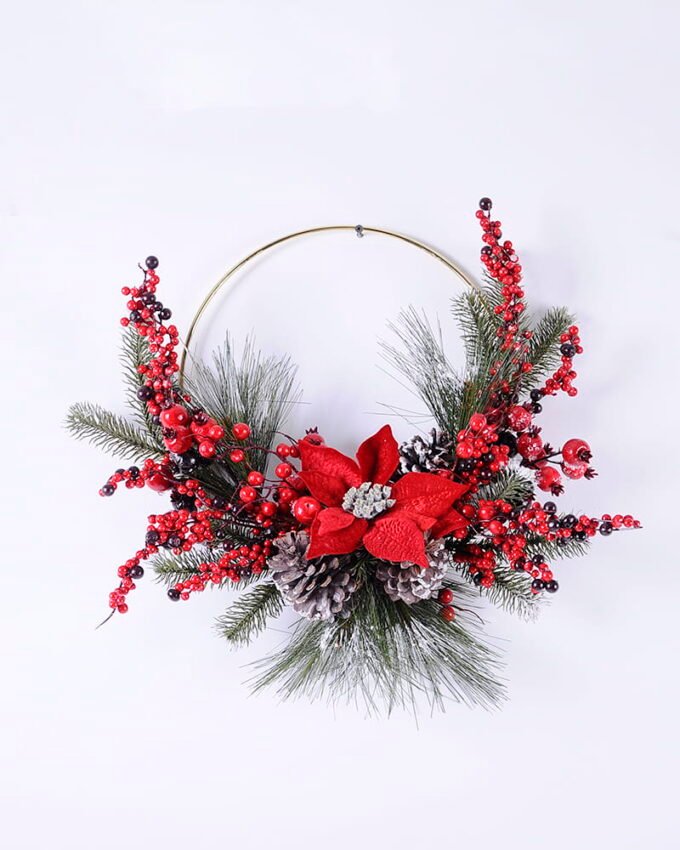 Artificial Branch fruit Christmas arrangement on wire ring GS-13620002_4 Artificial Branch fruit 56*12*47CM Christmas arrangement on wire ring GS-13620002