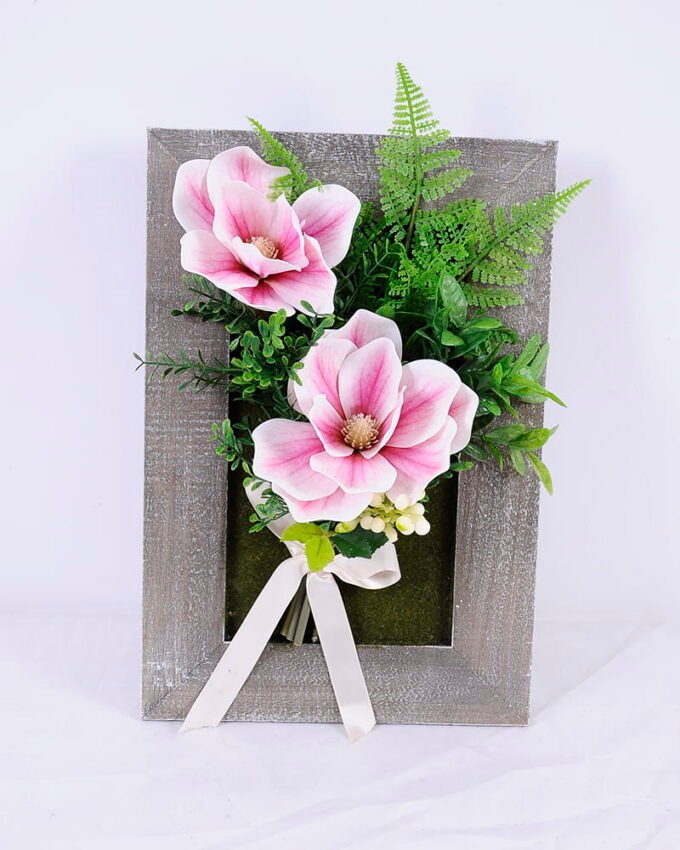 Artificial Flower 27*16*40cm Mangnolia in wooden frame GS-06920066-P1