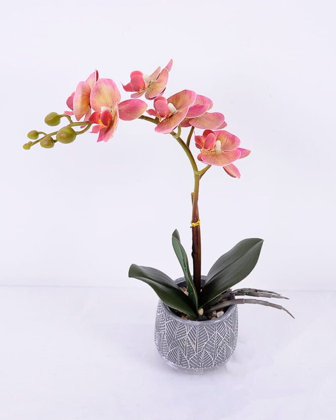 Artificial Flower Orchid in cement pot GS-06920074_5 Artificial Flower 24*12*33cm Orchid in cement pot GS-06920074