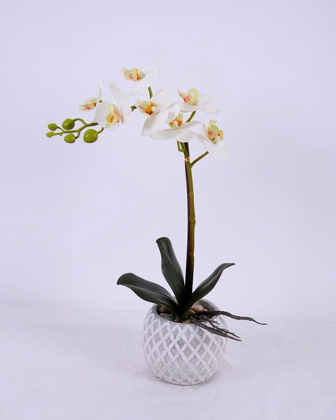 Artificial Flower Orchid in cement pot GS-06920075_5 Artificial Flower 22*10.5*39cm Orchid in cement pot GS-06920075
