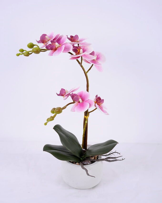 Artificial Flower Orchid in cement pot GS-06920076_5 Artificial Flower 20*20*35cm Orchid in cement pot GS-06920076