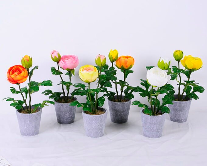 Artificial Flower Ranunculus in plastic pot GS-05520132-Y1_5 Artificial Flower 16*12*29CM Ranunculus in plastic pot GS-05520132-Y1