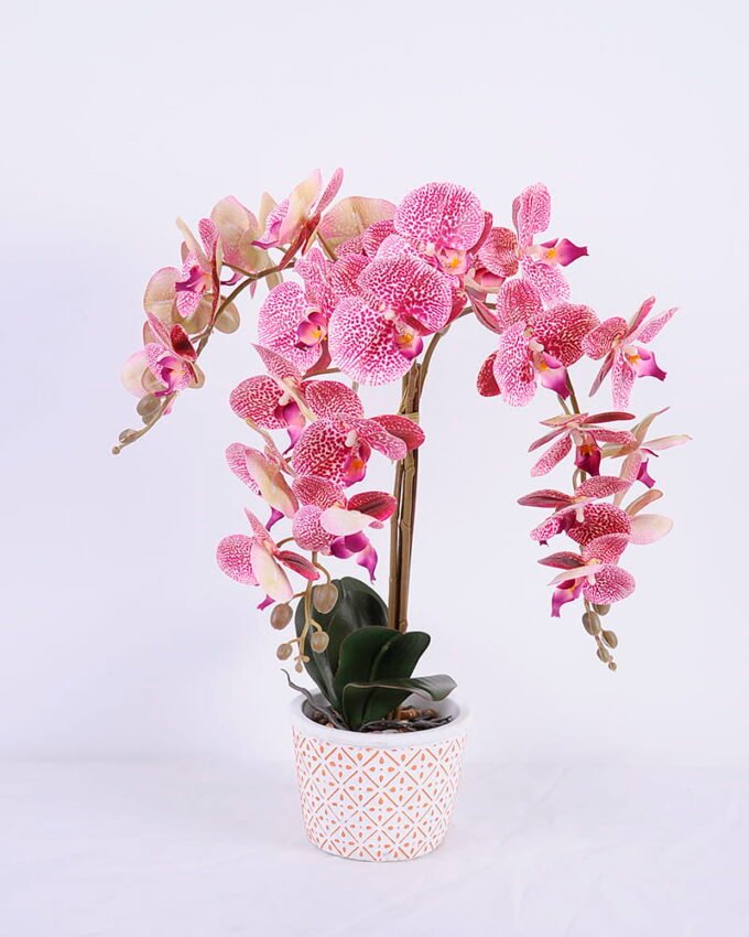 Artificial Flower rchid in cement pot GS-06920068_3 Artificial Flower 46*37*56cm rchid in cement pot GS-06920068