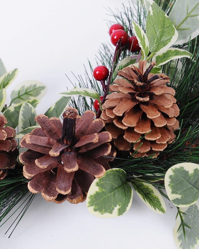 Artificial Flower 57*8*46CM Christmas arrangement on wire ring GS-52720007 Banners&Garlands YeahFlower is one of Chinese leading OEM manufacturers and exporters , supplying the silk flowers, wholesale artificial trees