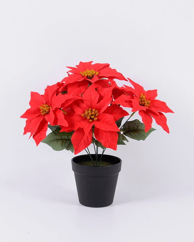Artificial Flower 34*30*35cm Poinsettia in pp pot GS-61420001 Christmas Item YeahFlower is one of Chinese leading OEM manufacturers and exporters , supplying the silk flowers, wholesale artificial trees