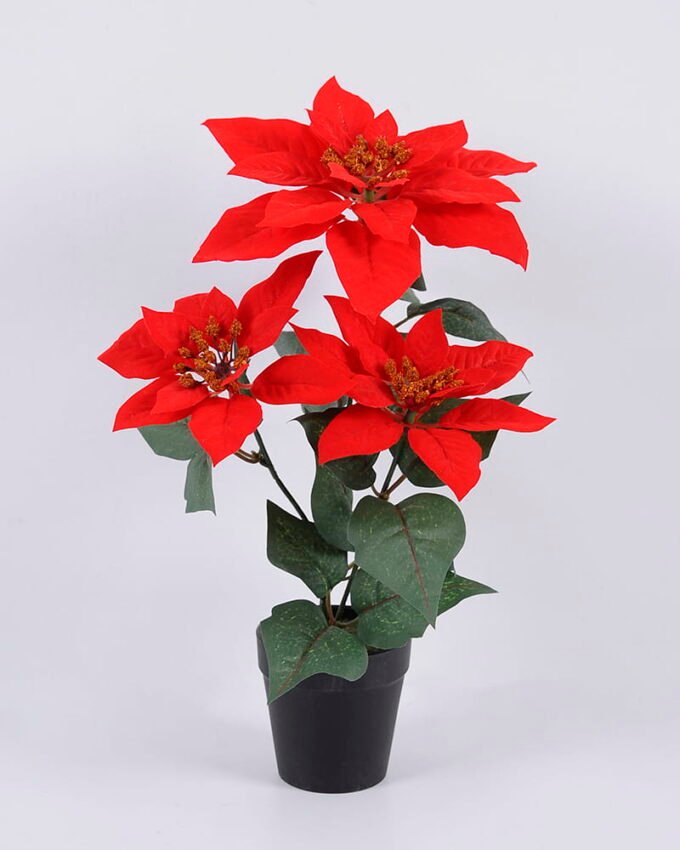 Artificial Flower 23*23*42cm Poinsettia in  pp pot GS-61420007 Christmas Item YeahFlower is one of Chinese leading OEM manufacturers and exporters , supplying the silk flowers, wholesale artificial trees