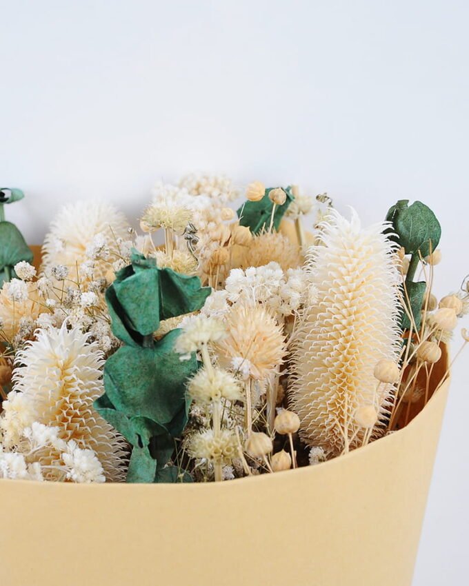 Dried Flowers Dried natural items bouquet with paper wrapped 80g bouquet GS-56621003JJA_14 Dried Flowers 20*49CM Dried natural items bouquet with paper wrapped(80g/bouquet, H:50CM) GS-56621003JJA Dried Flowers YeahFlower is one of Chinese leading OEM manufacturers and exporters , supplying the silk flowers, wholesale artificial trees