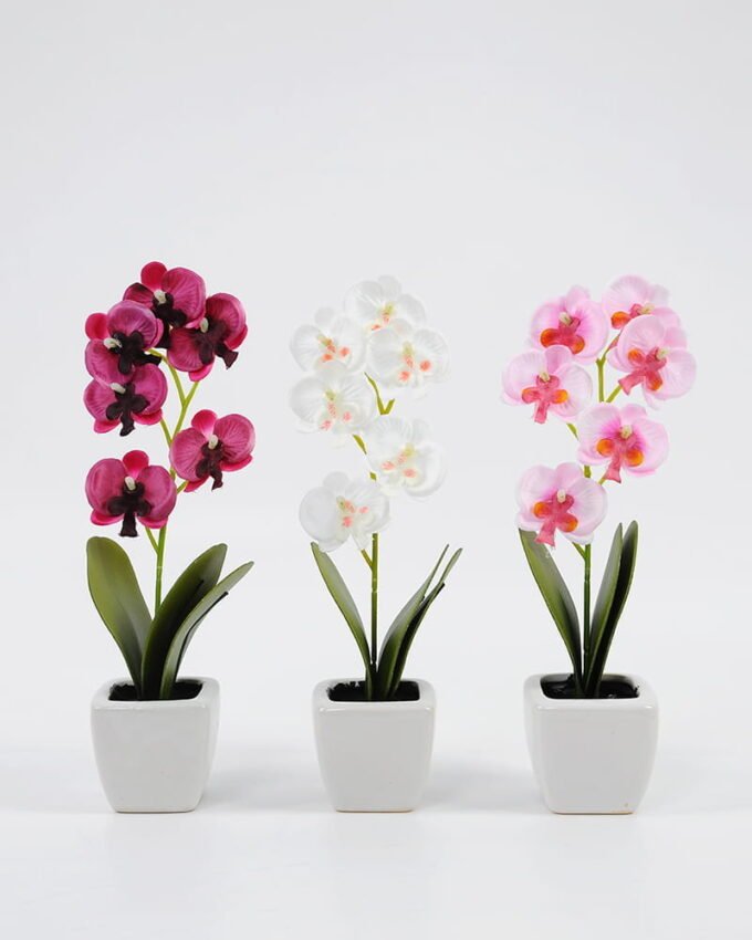 Artificial Flower 8*24cm Butterfly orchid in ceramic pot GS-62121003-P1