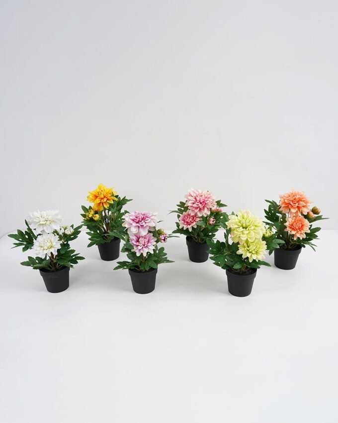 Artificial Flower 20*18*25CM Dahlia in pp pot GS-05521011-O1 Potted Flowers&Plants 3,000+ sqm showroom with thousands of artificial flowers, plants & trees ready for global sourcing.