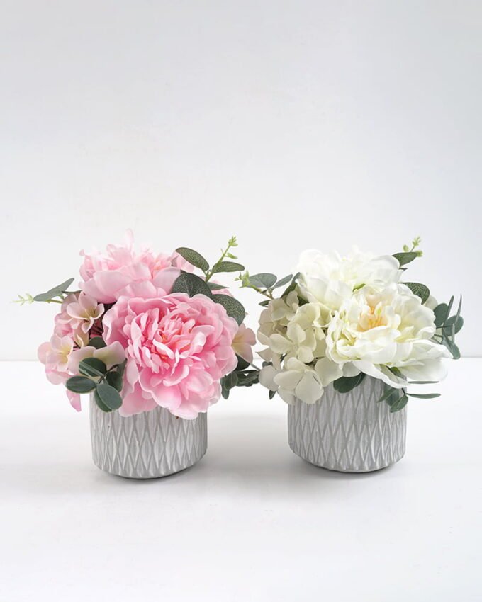 Artificial Flower 20*20*22CM Peony in cement pot GS-06921051 Potted Flowers&Plants 3,000+ sqm showroom with thousands of artificial flowers, plants & trees ready for global sourcing.