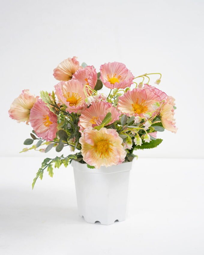Artificial Flower 21*24CM Poppy in pp pot GS-52821004 Potted Flowers&Plants YeahFlower is one of Chinese leading OEM manufacturers and exporters , supplying the silk flowers, wholesale artificial trees