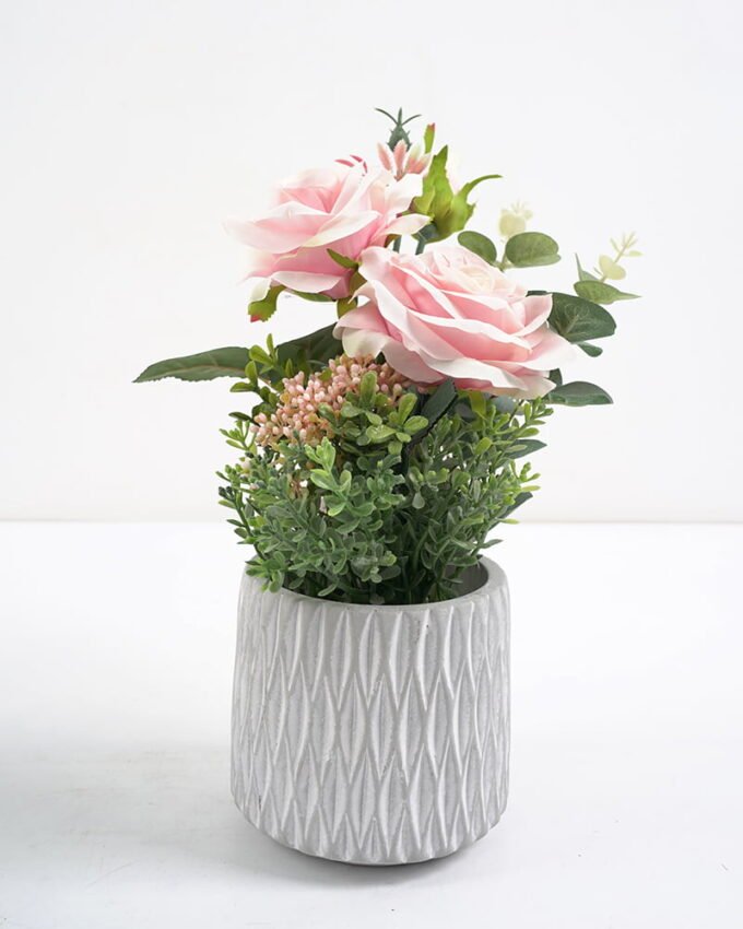 Artificial Flower 20*20*30CM Rose in cement pot GS-06921050 Potted Flowers&Plants 3,000+ sqm showroom with thousands of artificial flowers, plants & trees ready for global sourcing.